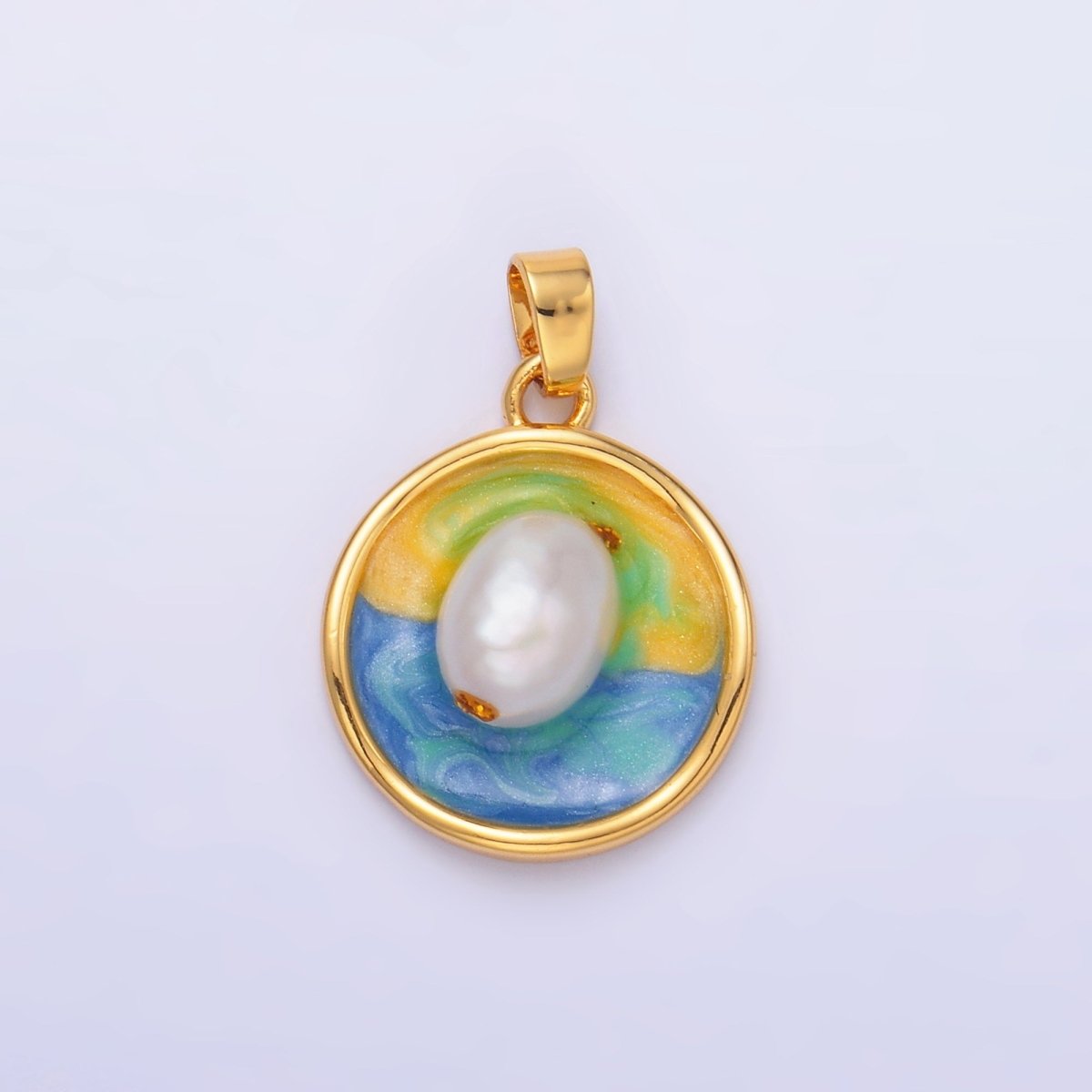 24K Gold Filled Sunrise Freshwater Pearl Pendant | AA1460 - DLUXCA