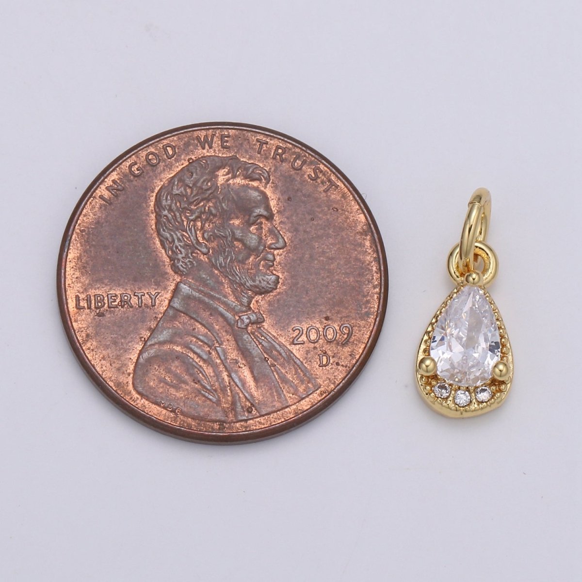 24K Gold Filled Tear Drop Crystal Charm   E-079-E-081