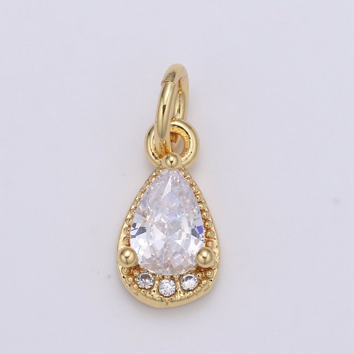 24K Gold Filled Tear Drop Crystal Charm   E-079-E-081