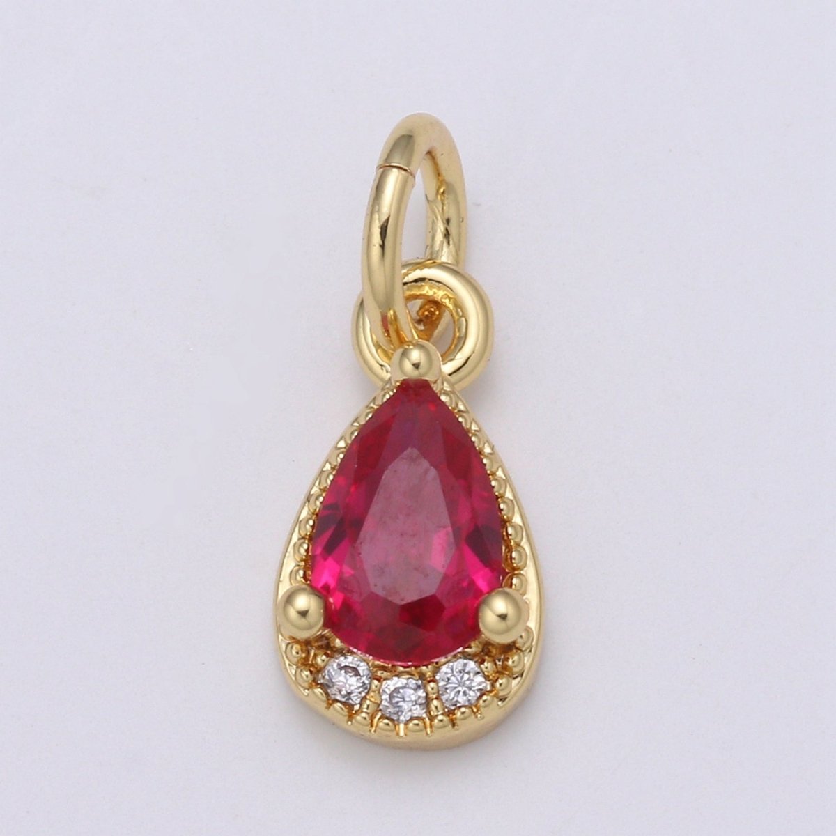 24K Gold Filled Tear Drop Crystal Charm   E-079-E-081