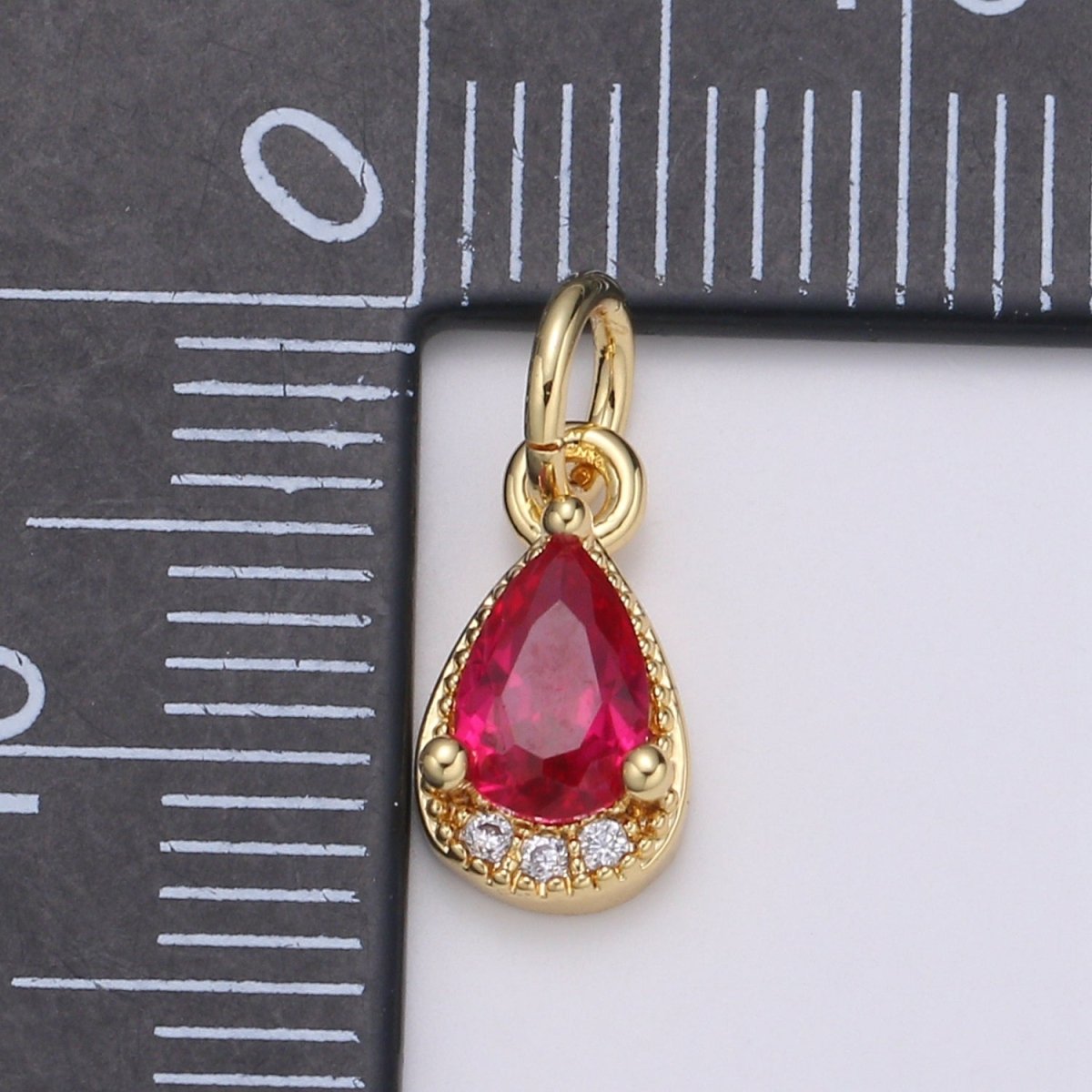 24K Gold Filled Tear Drop Crystal Charm   E-079-E-081