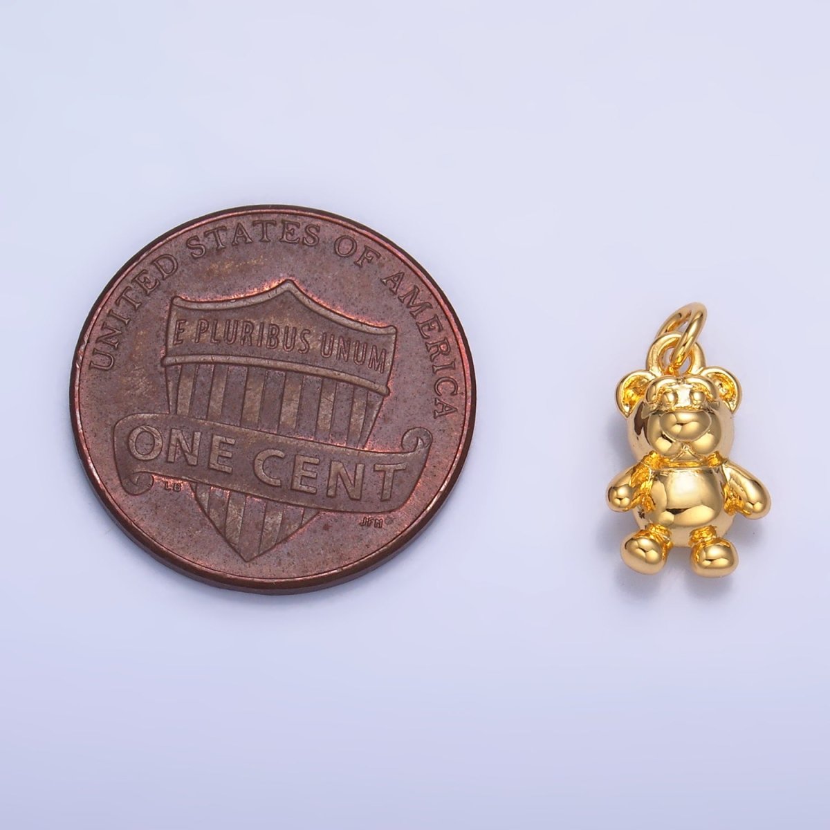24K Gold Filled Teddy Bear Animal Multidimensional 3D Charm in Gold & Silver | W797