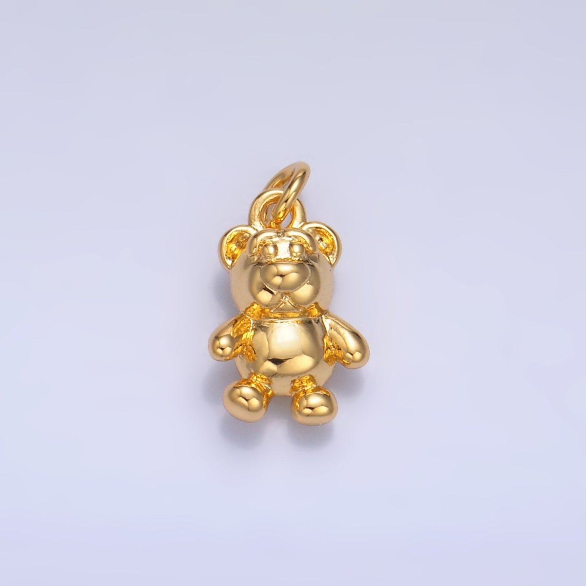 24K Gold Filled Teddy Bear Animal Multidimensional 3D Charm in Gold & Silver | W797