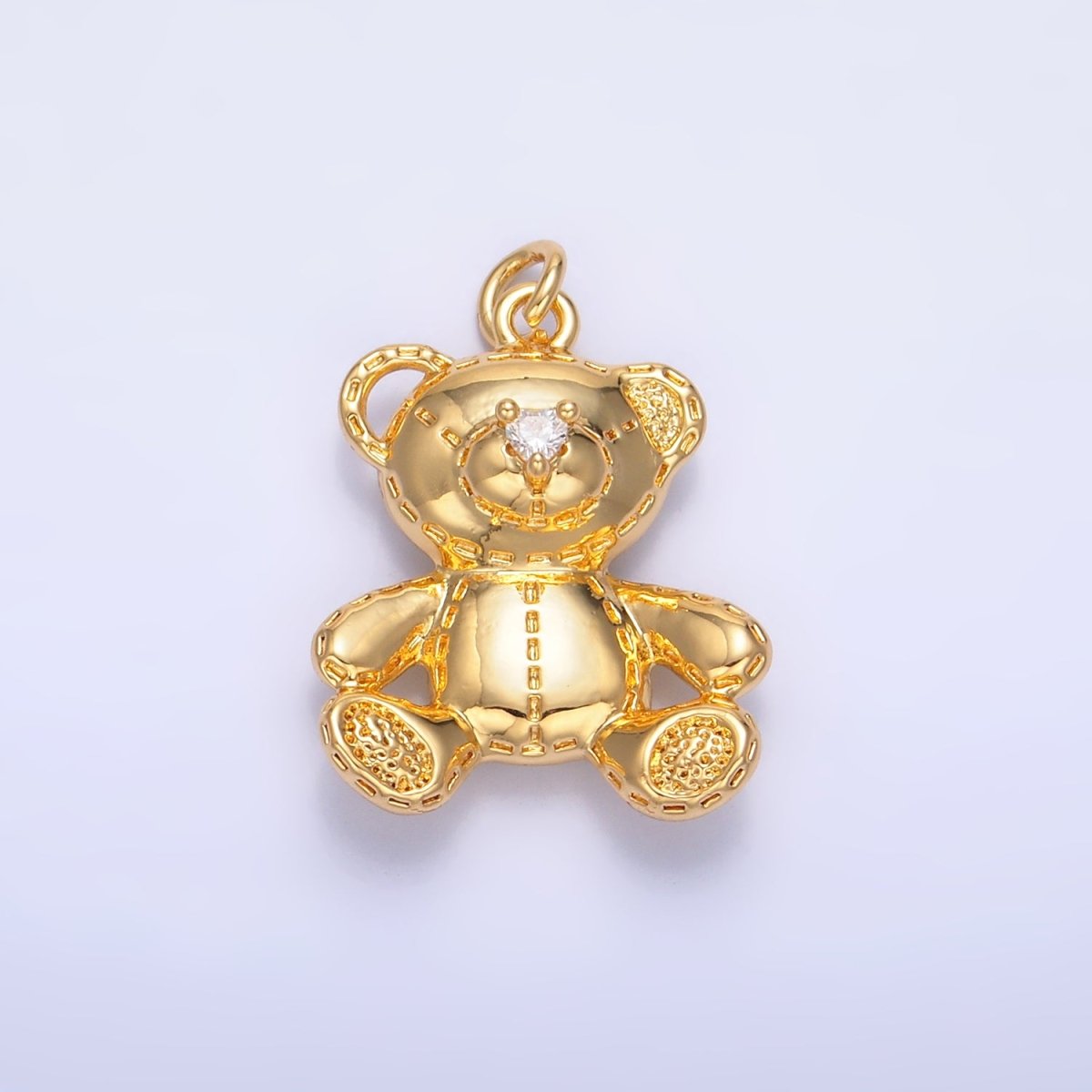 24K Gold Filled Teddy Bear Toy Animal Charm in Gold & Silver | W364