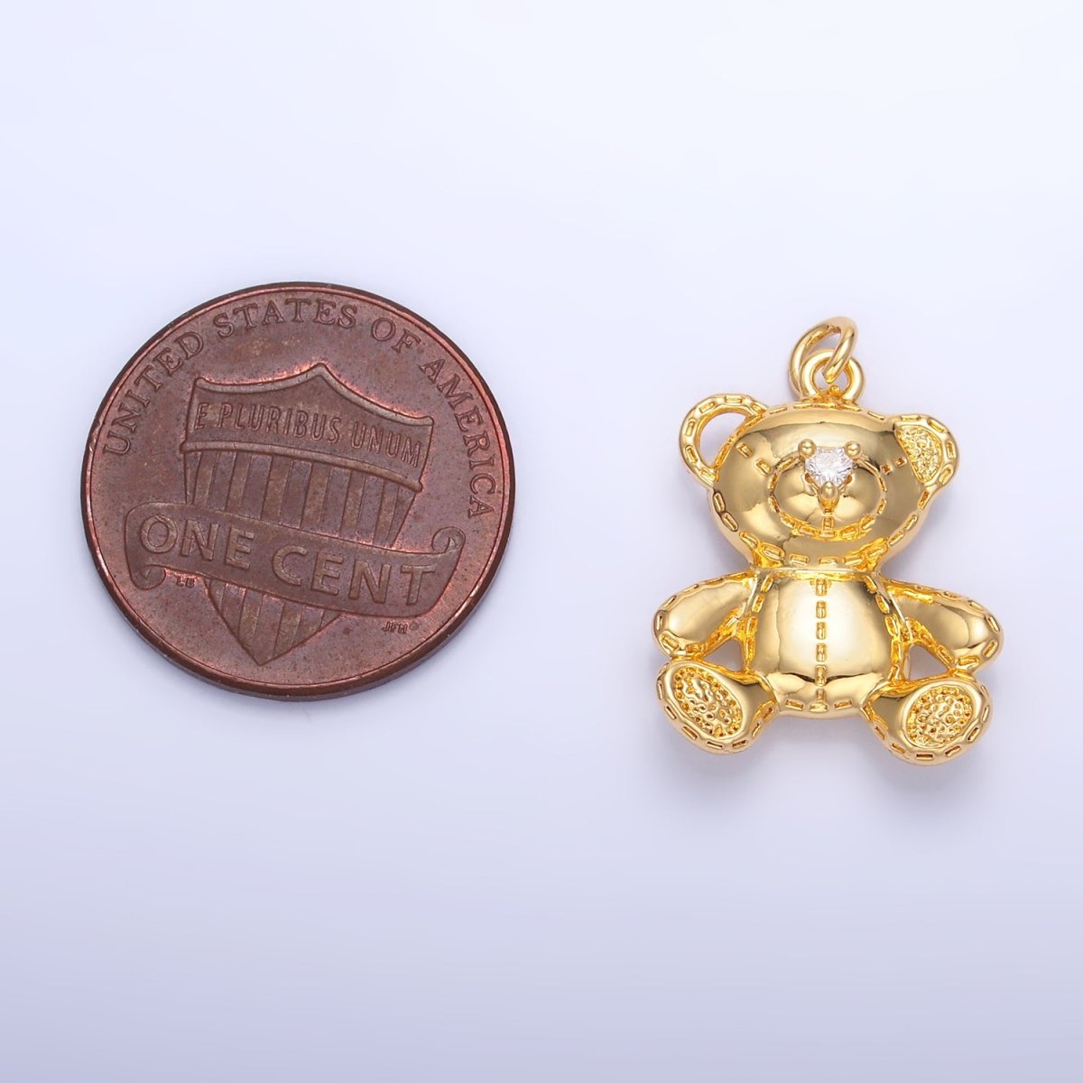 24K Gold Filled Teddy Bear Toy Animal Charm in Gold & Silver | W364