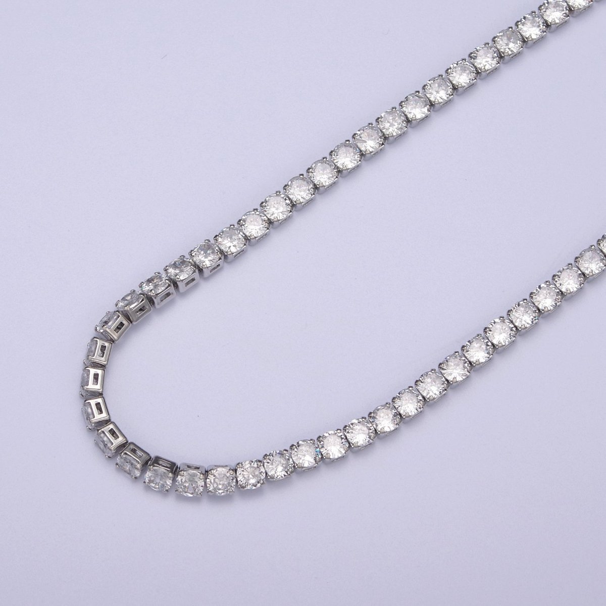 24K Gold Filled Tennis Chain, 4mm Unfinished Crystal Cubic Zirconia CZ Chain For Jewelry Making in Gold & Silver, Wholesale Supply For Diamond Necklace Bracelet Anklet | ROLL-684, ROLL-685 Clearance Pricing