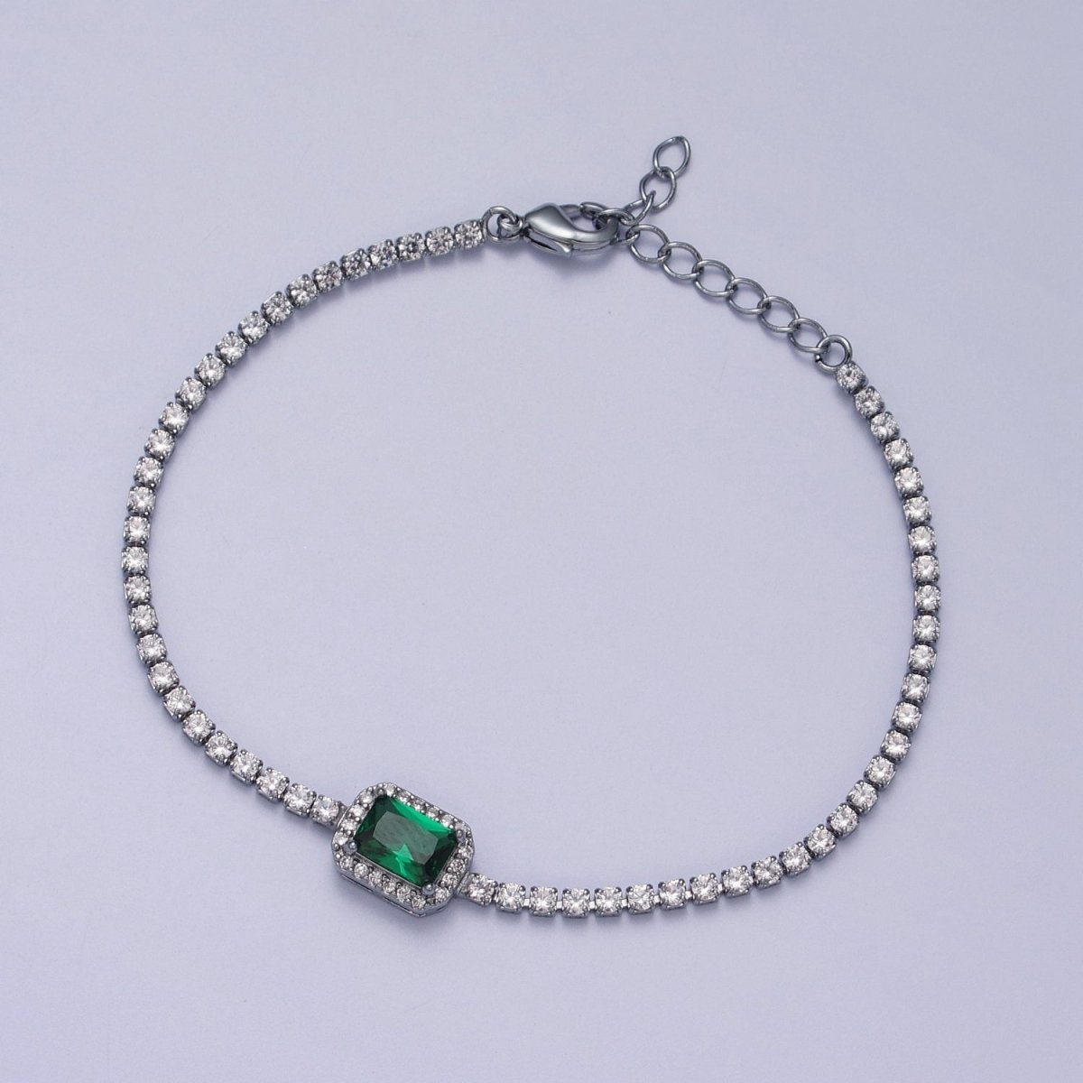 24k Gold Filled Tennis Chain Baguette Cubic Zirconia Bracelet Chain in Silver & Gold | WA-1286 - WA-1293 Clearance Pricing