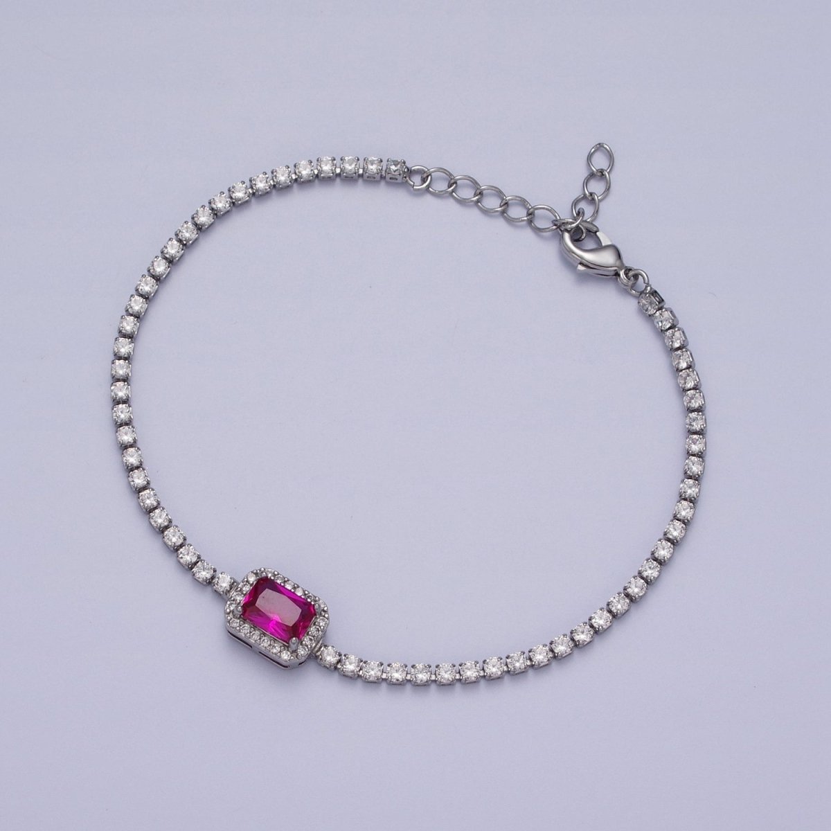 24k Gold Filled Tennis Chain Baguette Cubic Zirconia Bracelet Chain in Silver & Gold | WA-1286 - WA-1293 Clearance Pricing