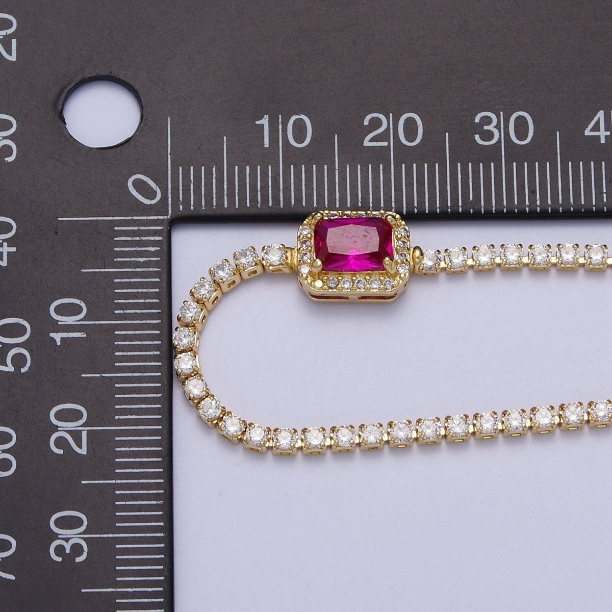 24k Gold Filled Tennis Chain Baguette Cubic Zirconia Bracelet Chain in Silver & Gold | WA-1286 - WA-1293 Clearance Pricing