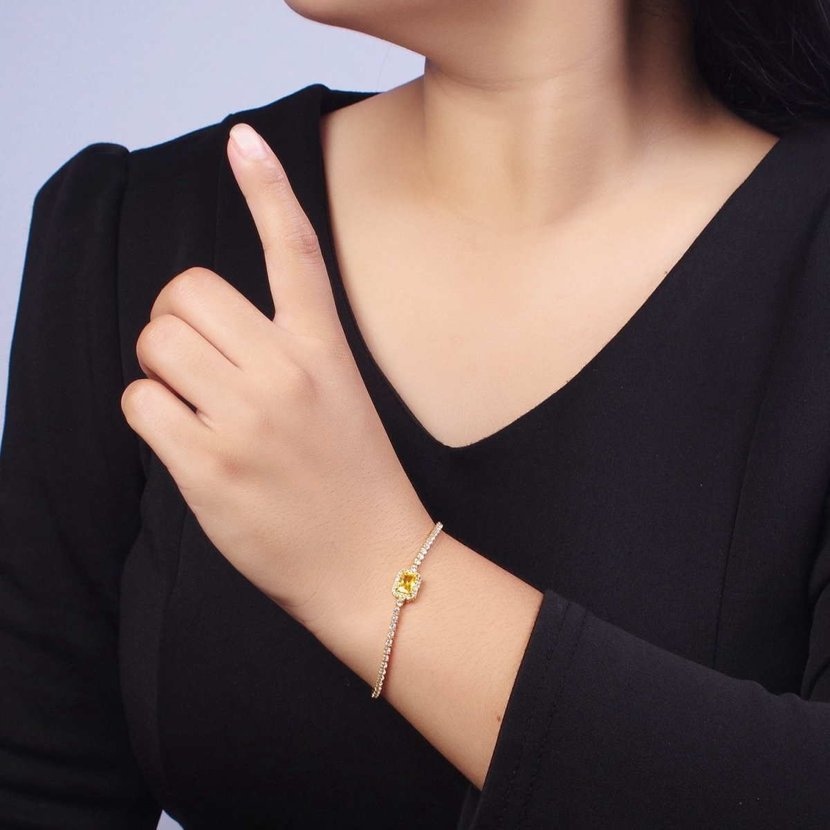 24k Gold Filled Tennis Chain Baguette Cubic Zirconia Bracelet Chain in Silver & Gold | WA-1286 - WA-1293 Clearance Pricing