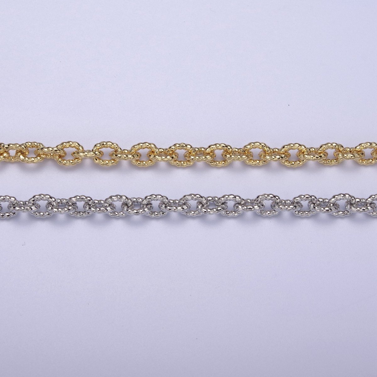24K Gold Filled Textured Cable Chain, 6.5X5mm Unfinished Unique Chain in Gold & Silver For Jewelry Making | ROLL-668, ROLL-669 Clearance Pricing