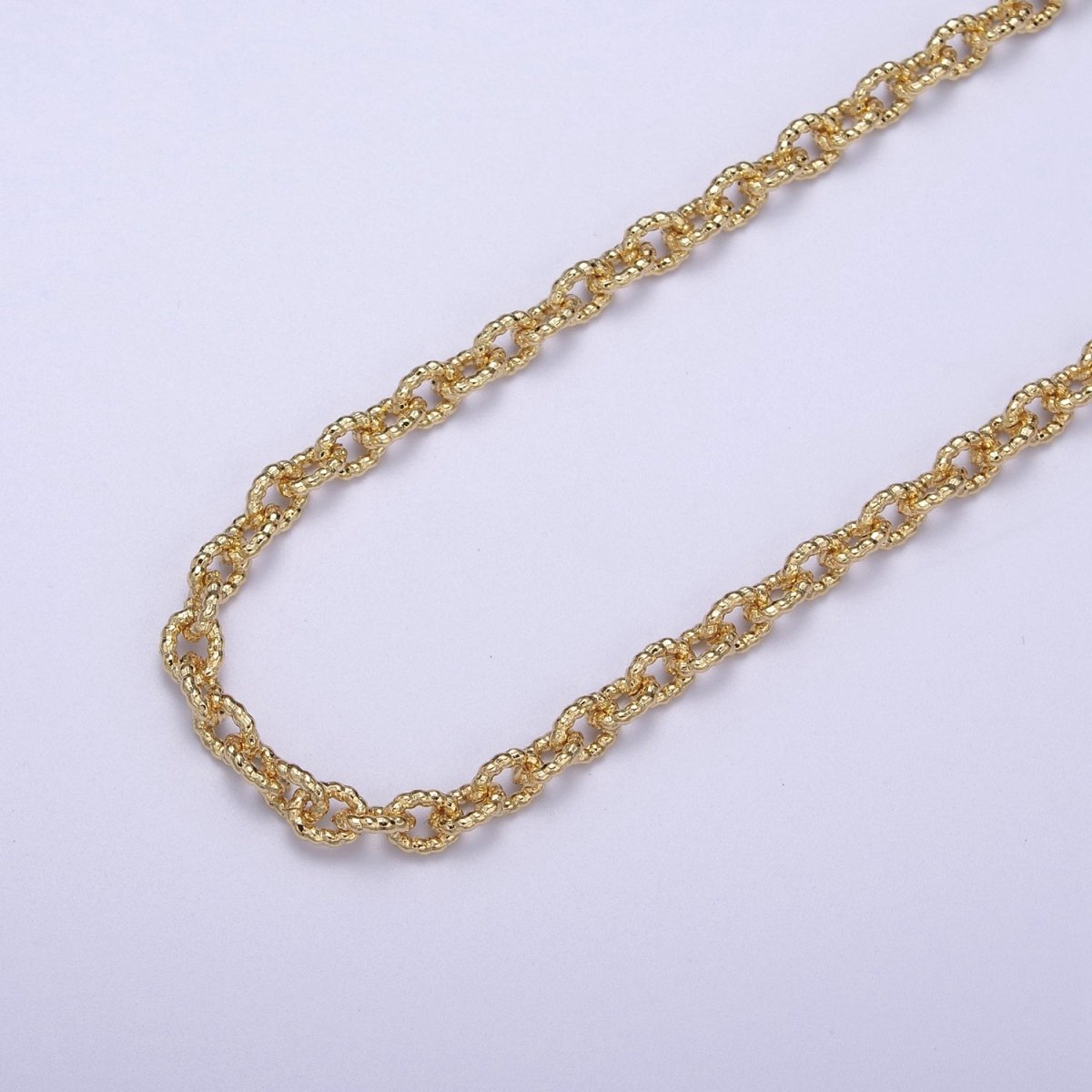 24K Gold Filled Textured Cable Chain, 6.5X5mm Unfinished Unique Chain in Gold & Silver For Jewelry Making | ROLL-668, ROLL-669 Clearance Pricing