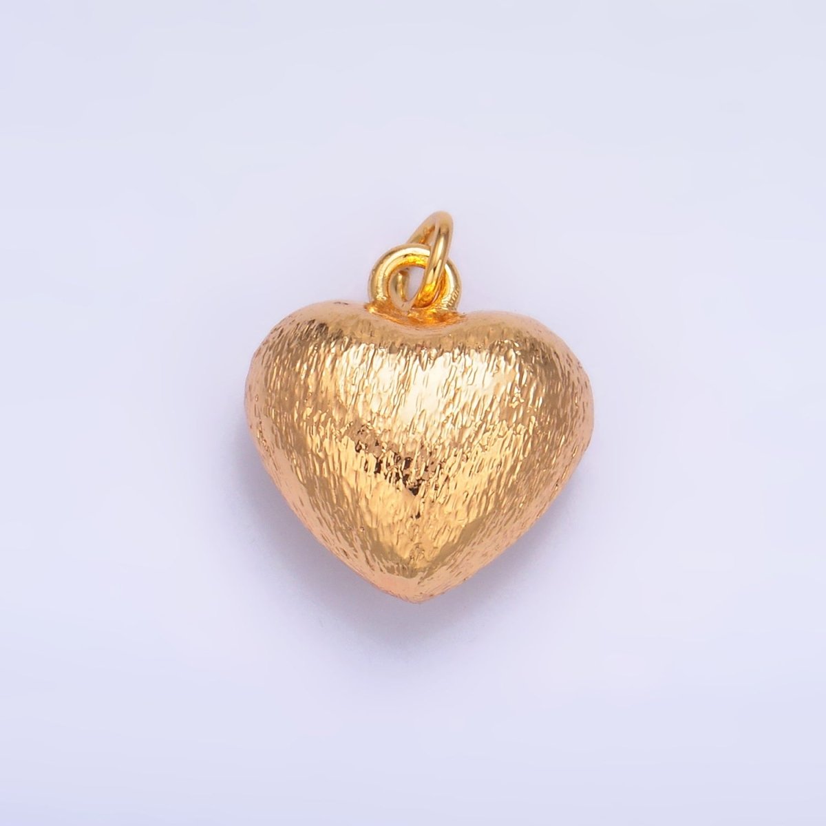 24K Gold Filled Textured Chubby Heart Multidimensional 3D Charm | W264