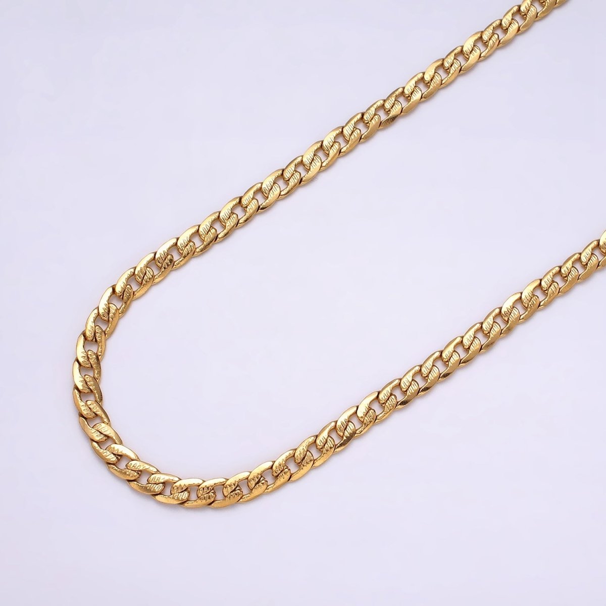 24k Gold Filled Textured Cuban Curb Chain 5.5mm Unfinished Unisex Curb Link Chain by Yard Wholesale Jewelry Making Supplies | ROLL-1311 ROLL-1312 Clearance Pricing