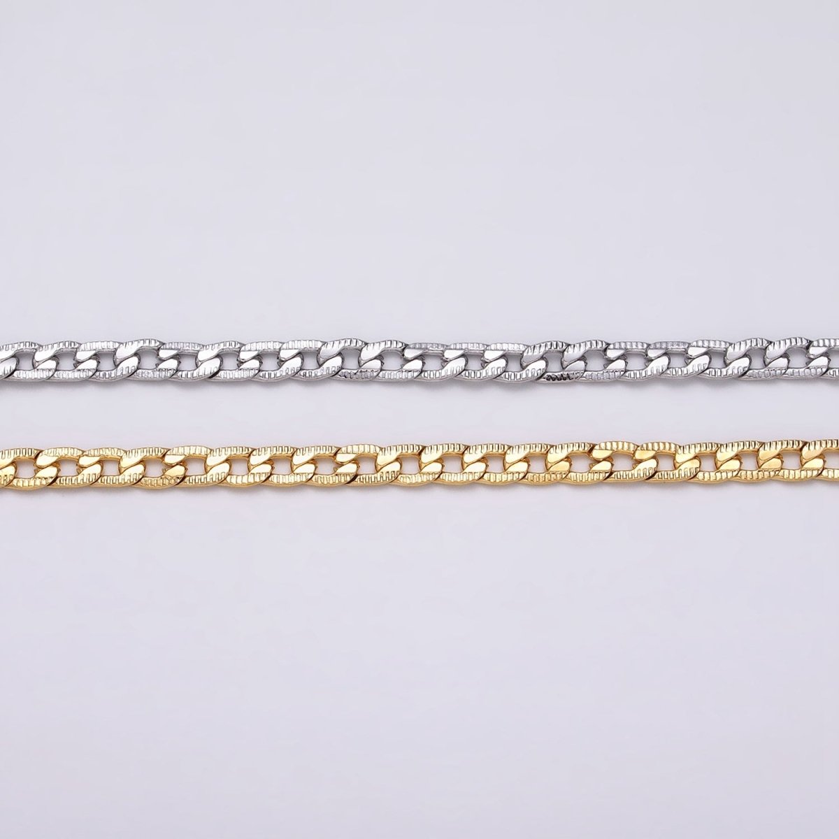 24K Gold Filled Textured Curb Chain in Gold or Silver Curb Link Unfinished Chain by Yard | ROLL-1291 ROLL-1292 Clearance Pricing