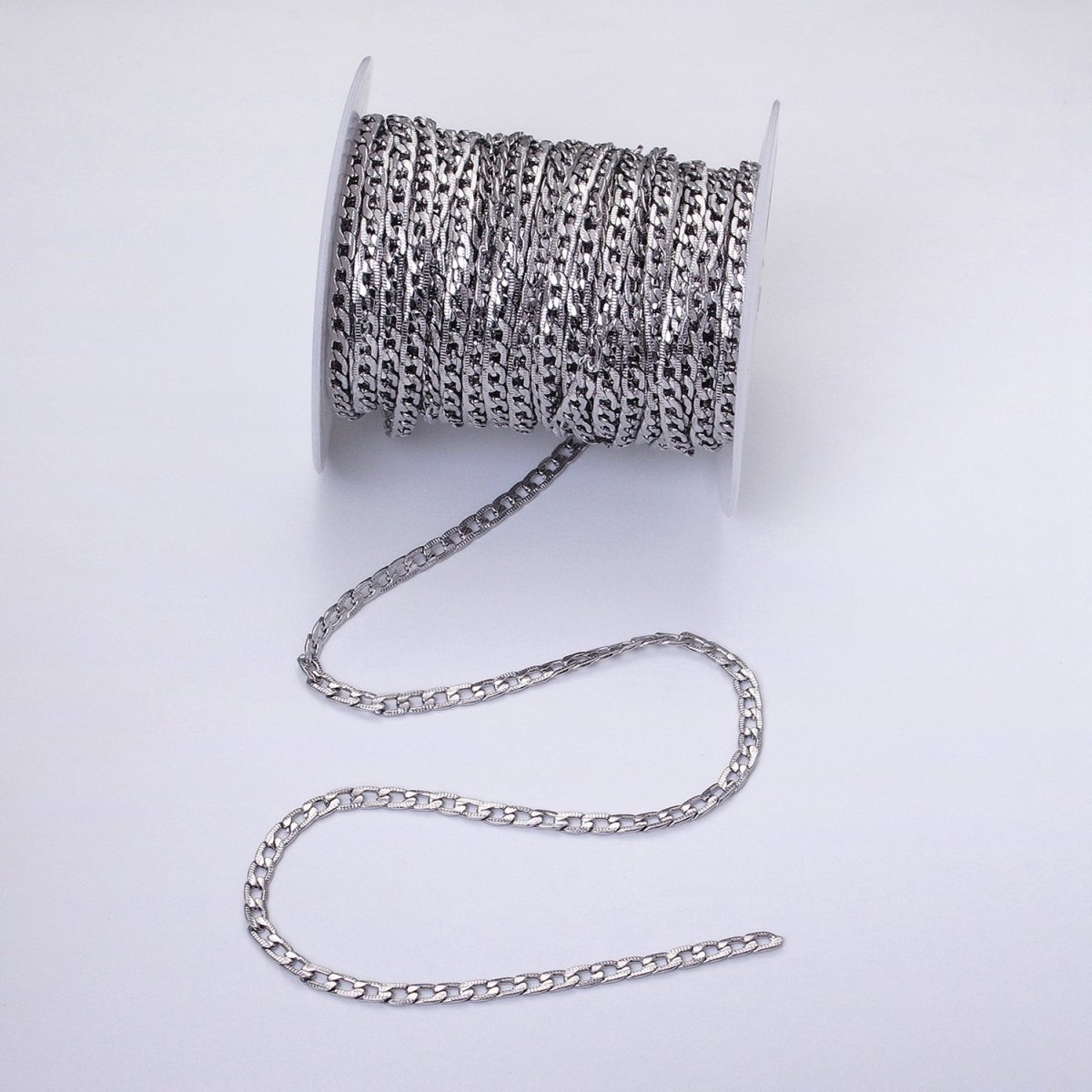 24K Gold Filled Textured Curb Chain in Gold or Silver Curb Link Unfinished Chain by Yard | ROLL-1291 ROLL-1292 Clearance Pricing