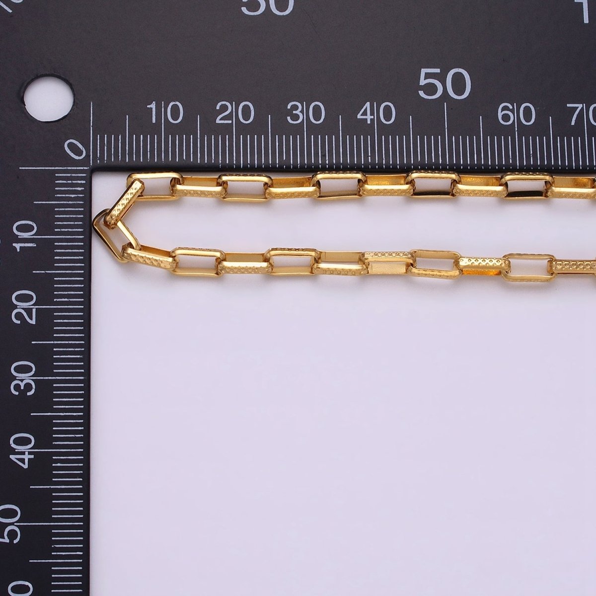 24K Gold Filled Textured Elongated PaperClip Chain Box Cable Chain by yard Wholesale Chain for Jewelry making | ROLL-1275 ROLL-1276 Clearance Pricing