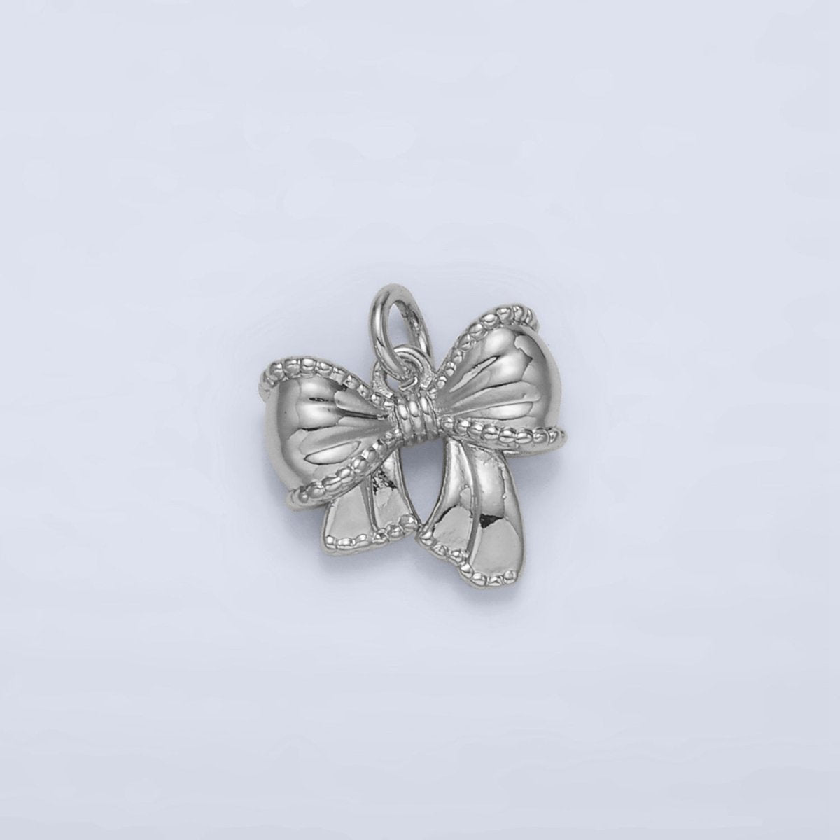 24K Gold Filled Textured Ribbon Bow Charm in Gold & Silver | AC144