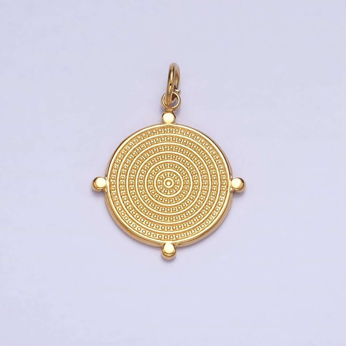 24K Gold Filled Textured Round Dotted Outline Charm in Gold & Silver | AC593 AC594
