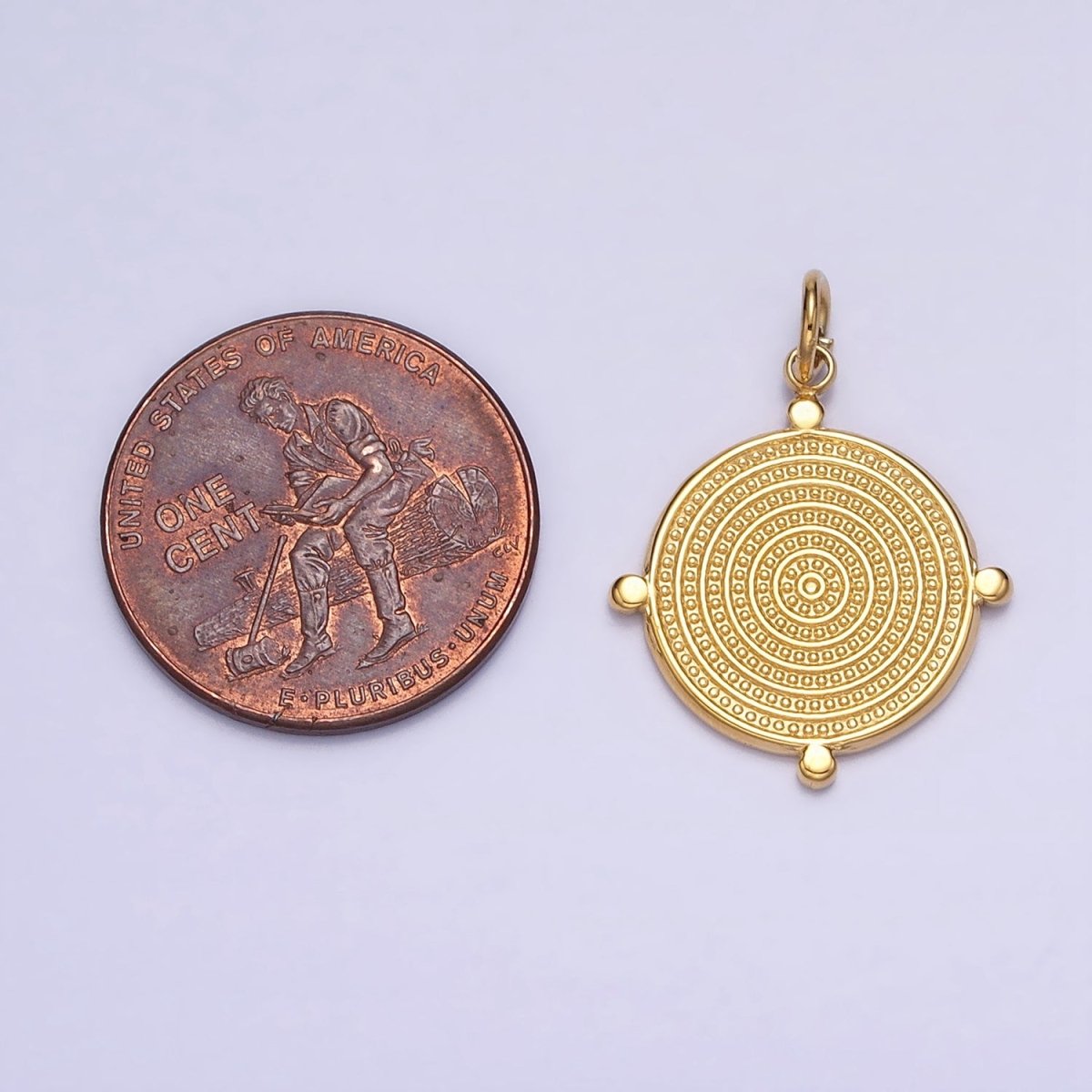 24K Gold Filled Textured Round Dotted Outline Charm in Gold & Silver | AC593 AC594