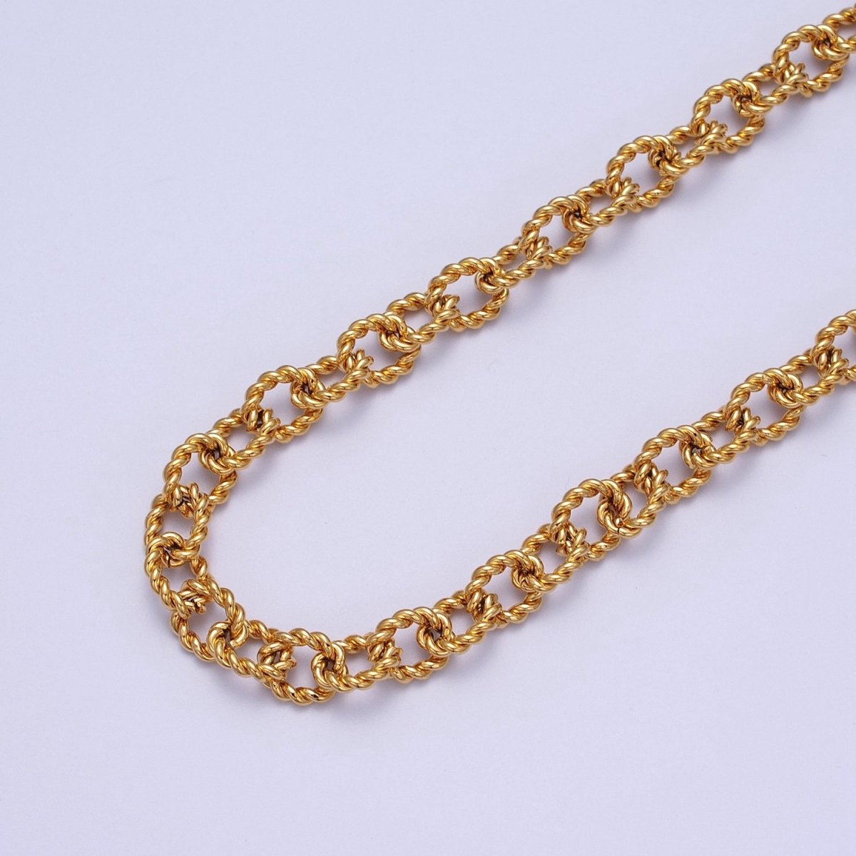 24K Gold Filled Textured Twist Cable Unfinished Chain in Gold & Silver | ROLL-974, ROLL-975 Clearance Pricing