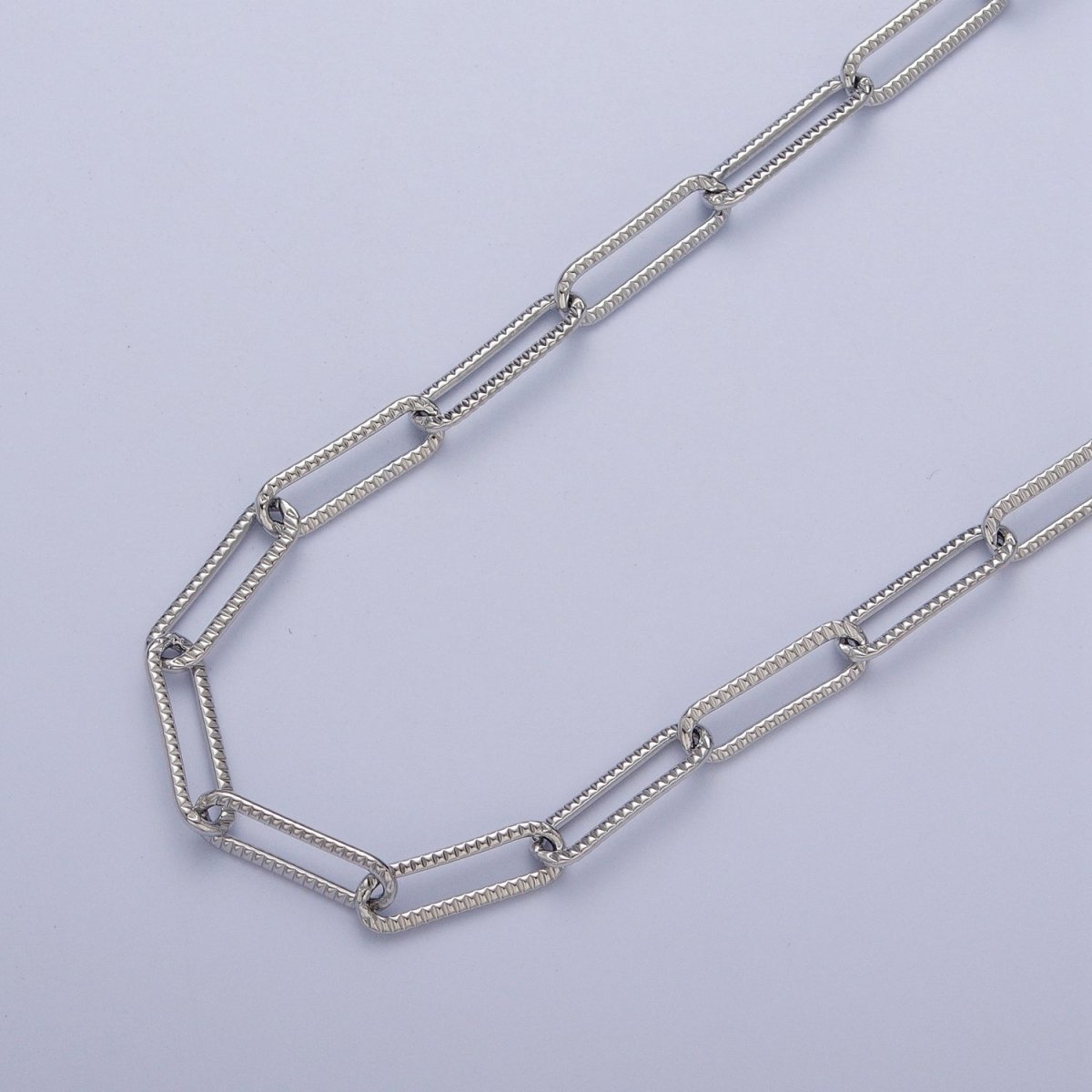 24K Gold Plated Textured Unique Paperclip Chain by Yard For Wholesale Supply in Gold & Silver | ROLL-844 ROLL-845 Clearance Pricing