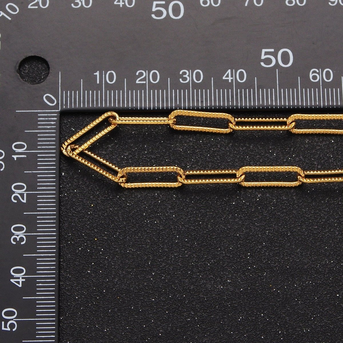 24K Gold Plated Textured Unique Paperclip Chain by Yard For Wholesale Supply in Gold & Silver | ROLL-844 ROLL-845 Clearance Pricing