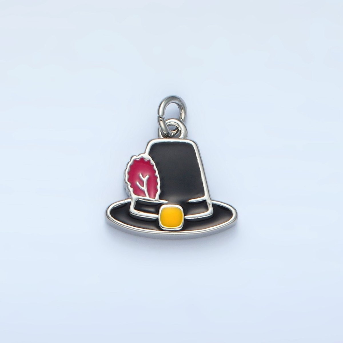 24K Gold Filled Thanksgiving Black Pilgrim Hat Charm in Gold & Silver | N773