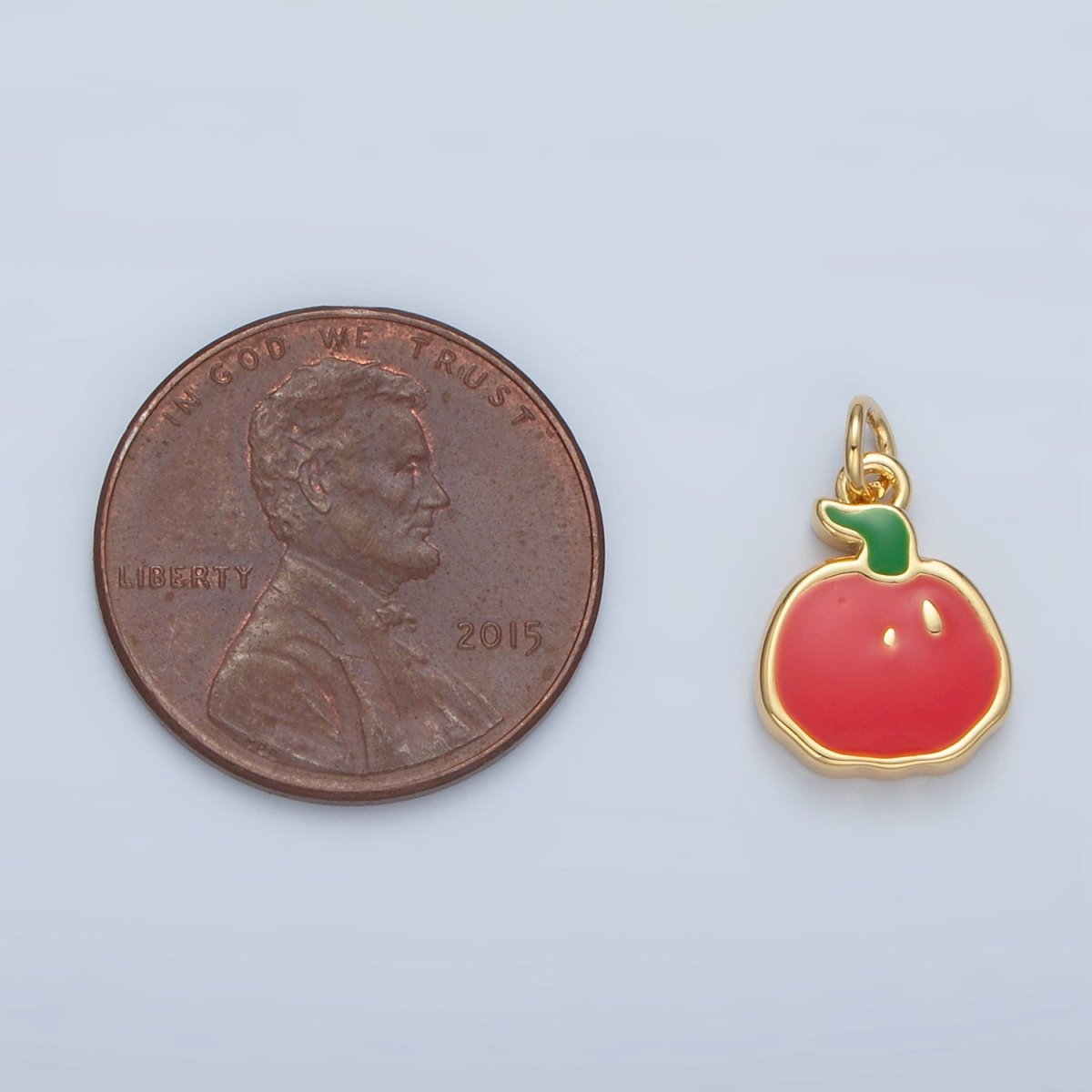 24K Gold Filled Thanksgiving Pumpkin Fruit Enamel Mini Charm in Gold & Silver | N786