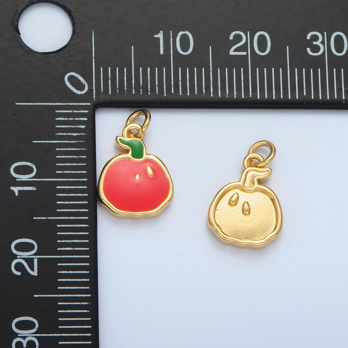24K Gold Filled Thanksgiving Pumpkin Fruit Enamel Mini Charm in Gold & Silver | N786
