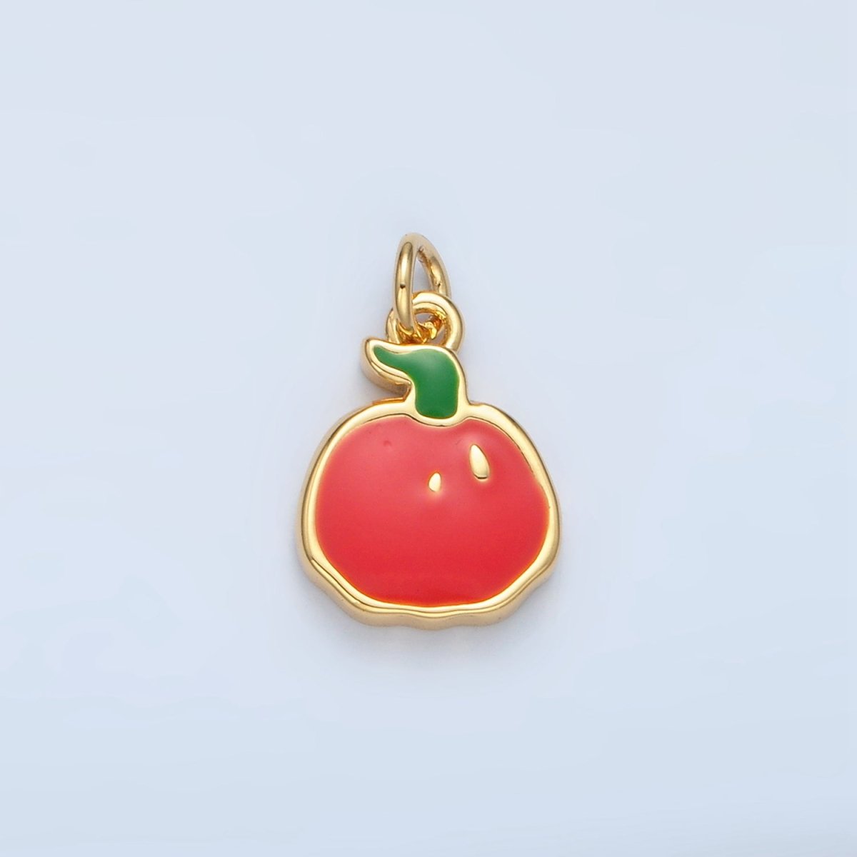 24K Gold Filled Thanksgiving Pumpkin Fruit Enamel Mini Charm in Gold & Silver | N786