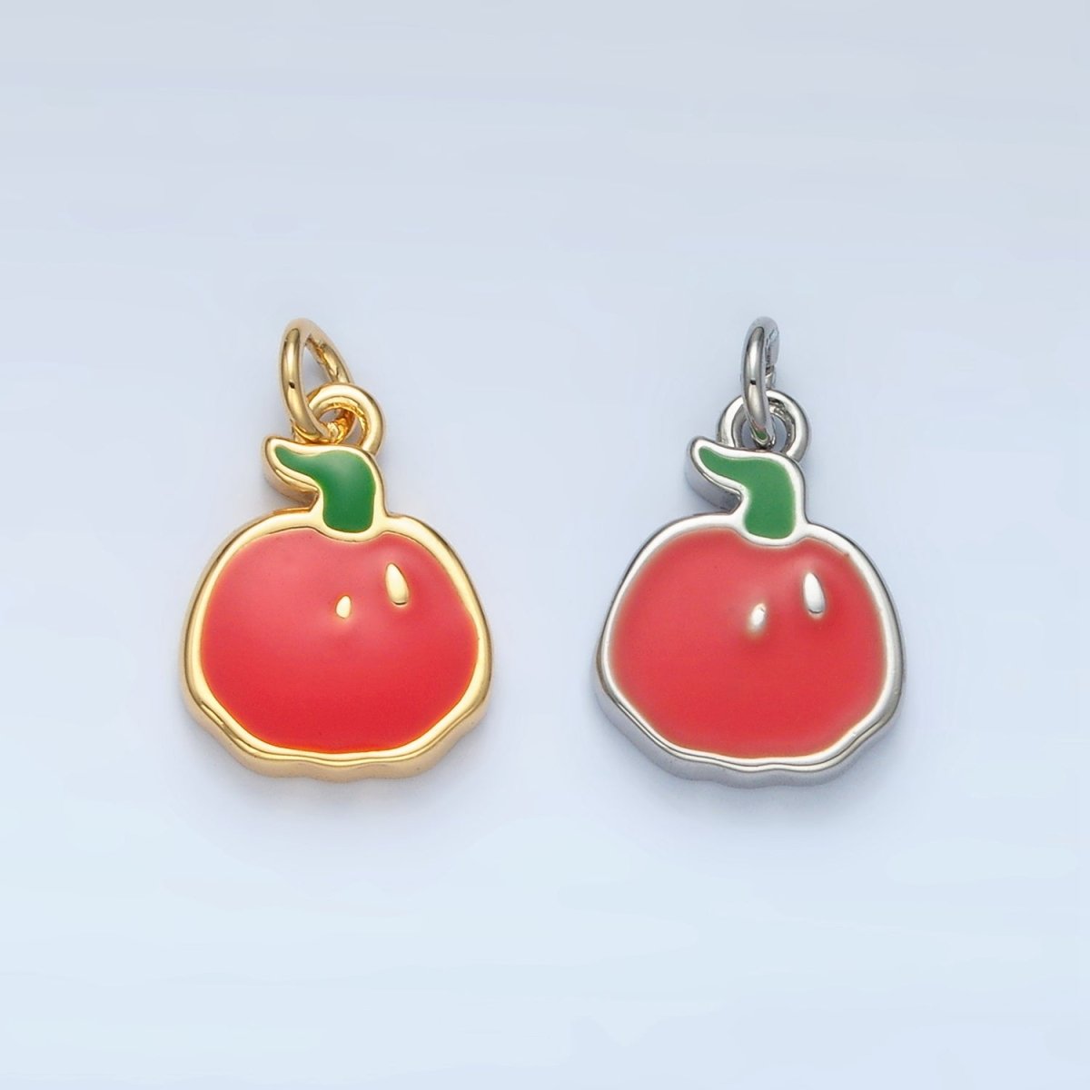 24K Gold Filled Thanksgiving Pumpkin Fruit Enamel Mini Charm in Gold & Silver | N786