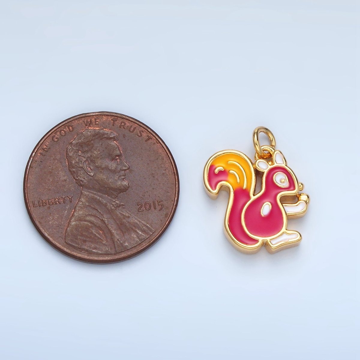 24K Gold Filled Thanksgiving Squirrel Enamel Charm in Gold & Silver | N791