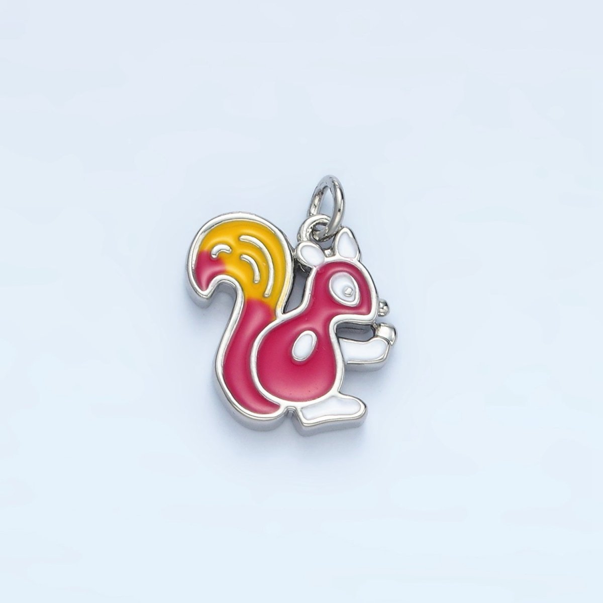 24K Gold Filled Thanksgiving Squirrel Enamel Charm in Gold & Silver | N791