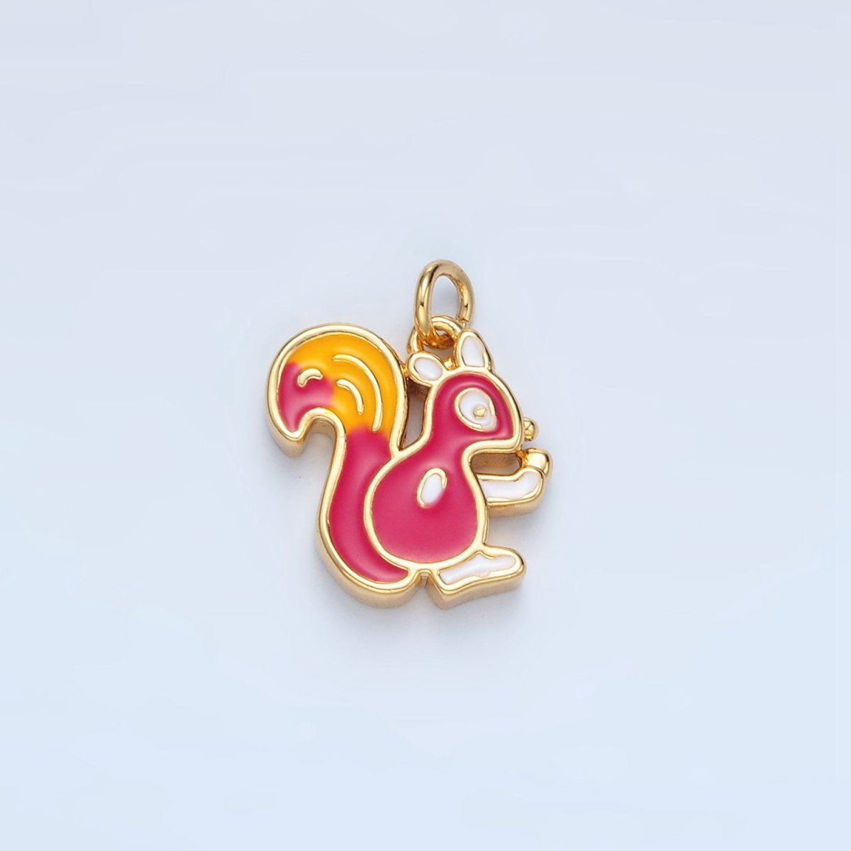 24K Gold Filled Thanksgiving Squirrel Enamel Charm in Gold & Silver | N791