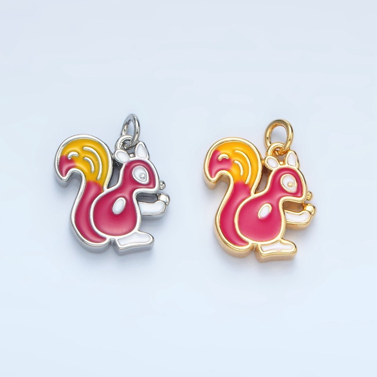 24K Gold Filled Thanksgiving Squirrel Enamel Charm in Gold & Silver | N791