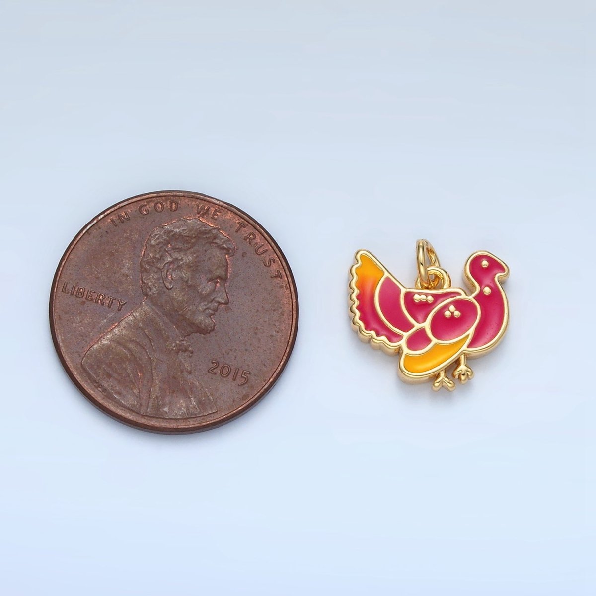 24K Gold Filled Thanksgiving Turkey Bird Charm in Gold & Silver | N460