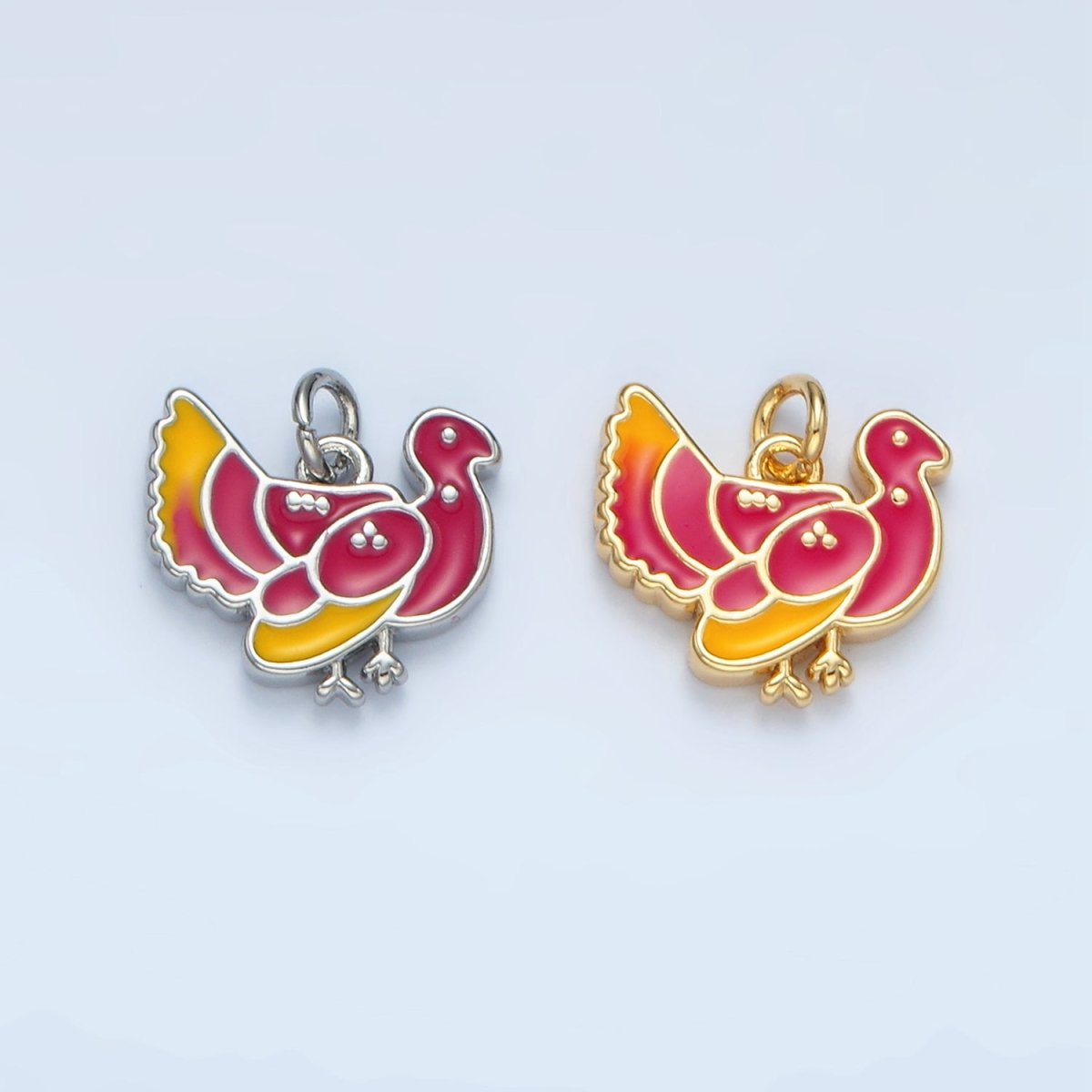 24K Gold Filled Thanksgiving Turkey Bird Charm in Gold & Silver | N460