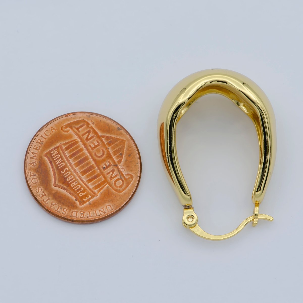 24k Gold Filled Thick Hoops - Gold Thick Hoop Earrings - Chunky Thick Hoops - Light Weight Hoops Dome Earring P-264 - DLUXCA