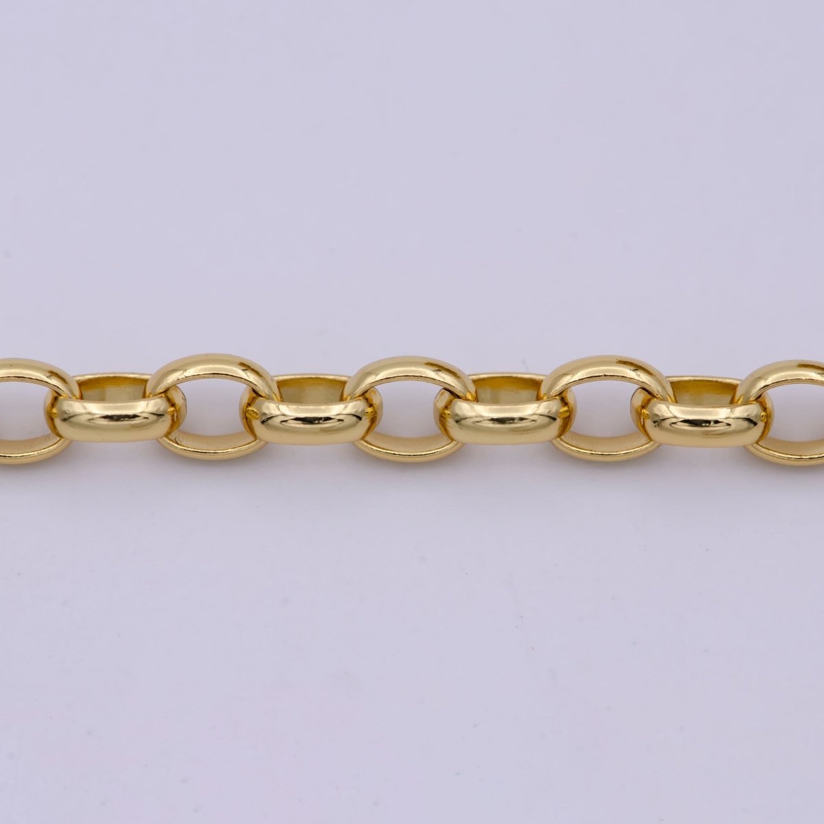 24K Gold Filled Thick Rolo Unfinished Chain by Yard, Thick Chunky 7.6X6 Rolo Wholesale Bulk Roll Chain For Jewelry Making | ROLL-572 Clearance Pricing - DLUXCA