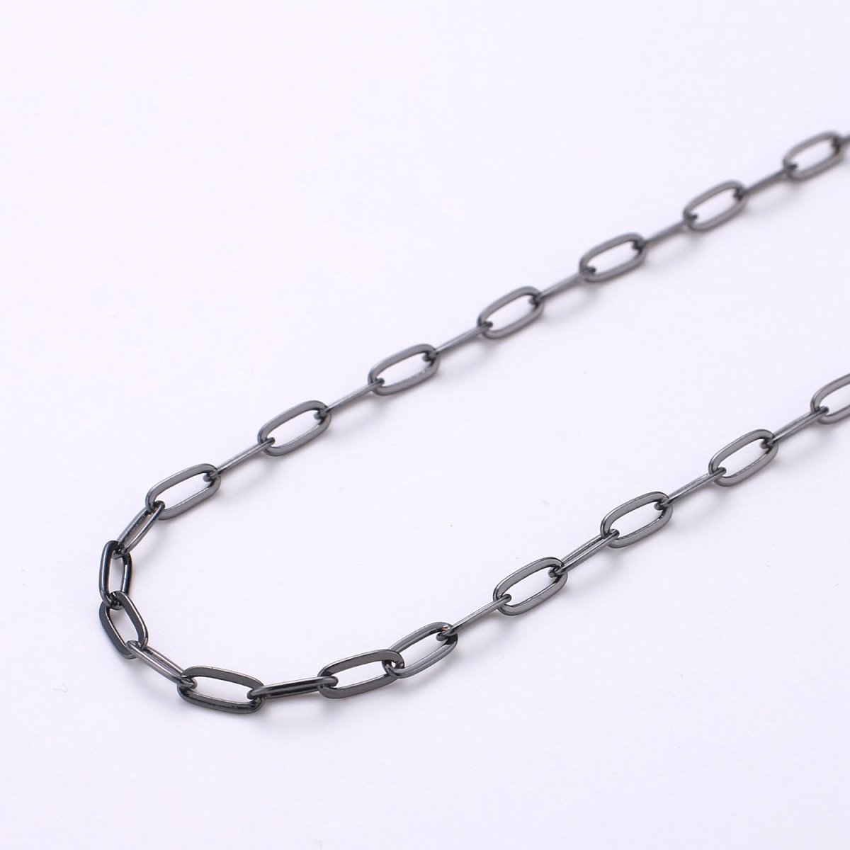 24K Gold Filled Thin PAPER CLIP Elongated Layer Necklace Oval Link Chain Delicate Chain, Unfinished Chain by Yard For Necklace Bracelet Component | ROLL-039