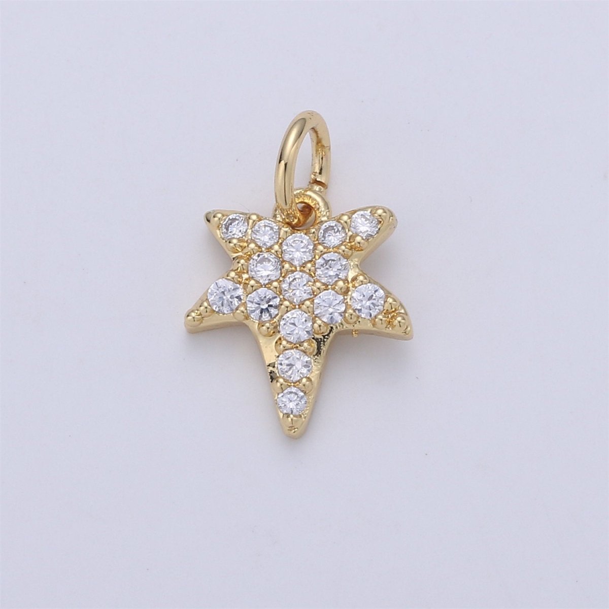 24K Gold filled Tiny Falling Star Dainty Charm with Micro Pave Cubic Zirconia CZ Stone for Necklace or Bracelet, C-905