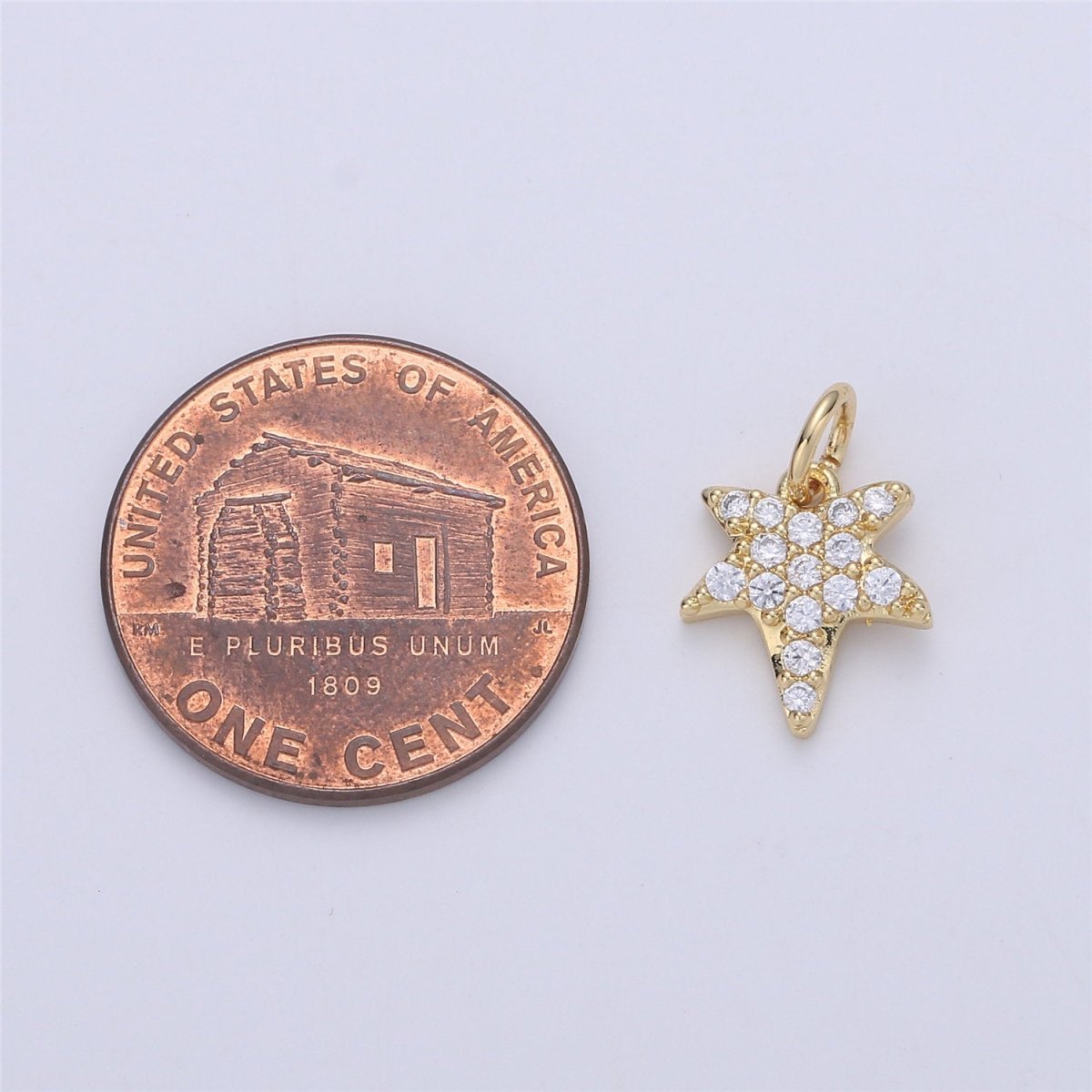 24K Gold filled Tiny Falling Star Dainty Charm with Micro Pave Cubic Zirconia CZ Stone for Necklace or Bracelet, C-905