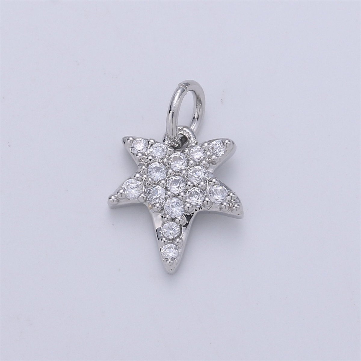24K Gold filled Tiny Falling Star Dainty Charm with Micro Pave Cubic Zirconia CZ Stone for Necklace or Bracelet, C-905