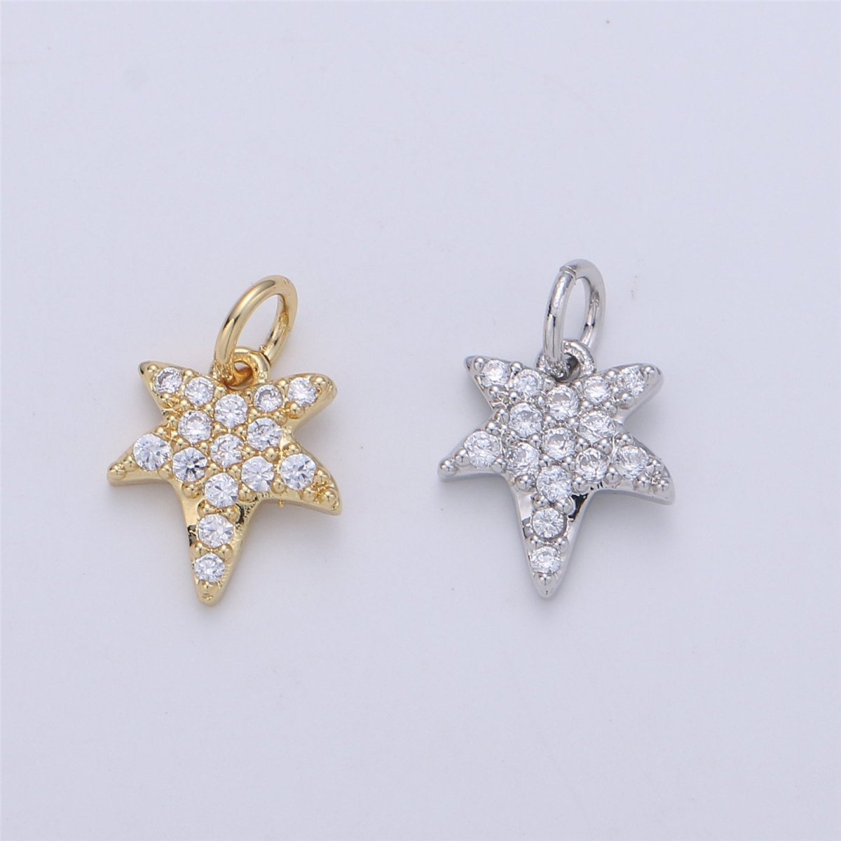 24K Gold filled Tiny Falling Star Dainty Charm with Micro Pave Cubic Zirconia CZ Stone for Necklace or Bracelet, C-905