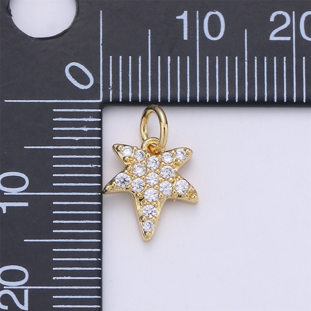 24K Gold filled Tiny Falling Star Dainty Charm with Micro Pave Cubic Zirconia CZ Stone for Necklace or Bracelet, C-905