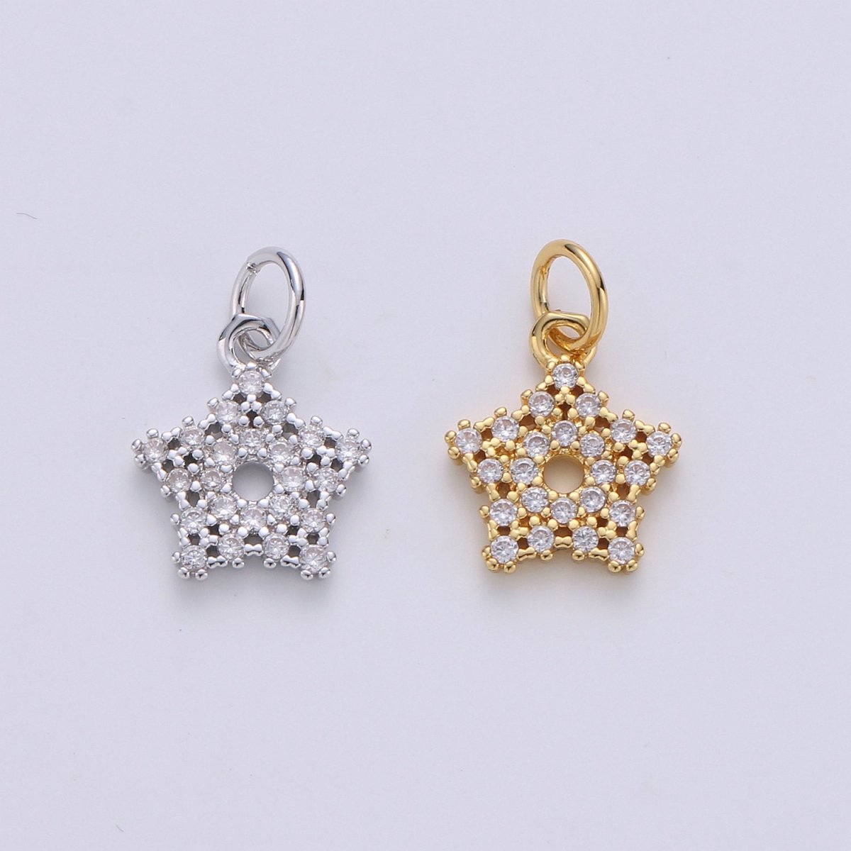 24K Gold Filled Tiny Twinkle Star Charm, Silver Tiny Little Star Gold Wish Star Charm, Dainty Small Cute CZ Charm Bracelet Earring Supply, D-266 D-267