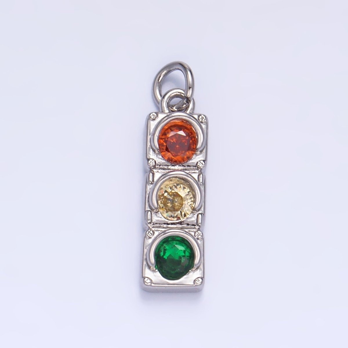 24K Gold Filled Traffic Light CZ Multidimensional 3D Charm | W246