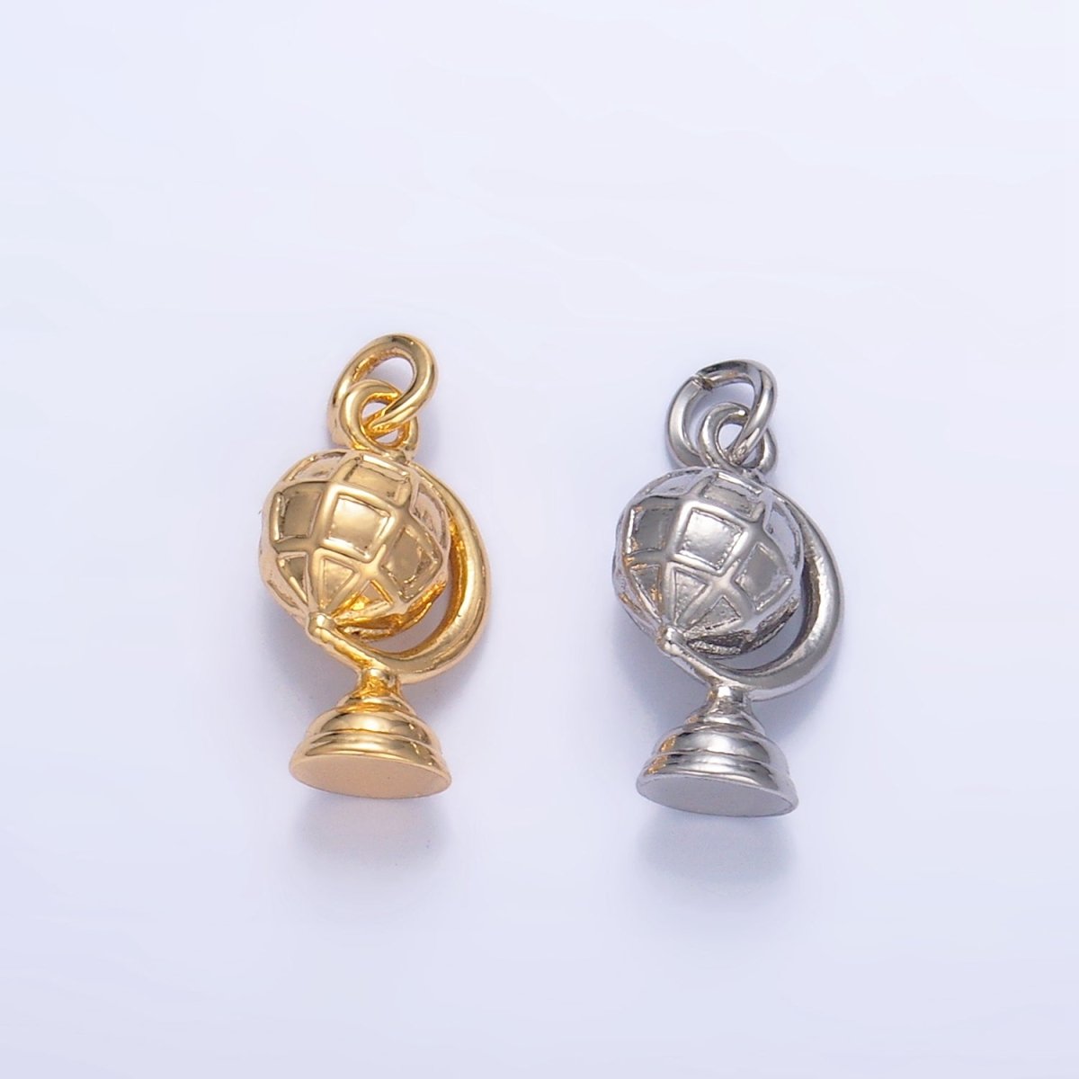 24K Gold Filled Travel World Globe Multidimensional 3D Charm in Gold & Silver | W131