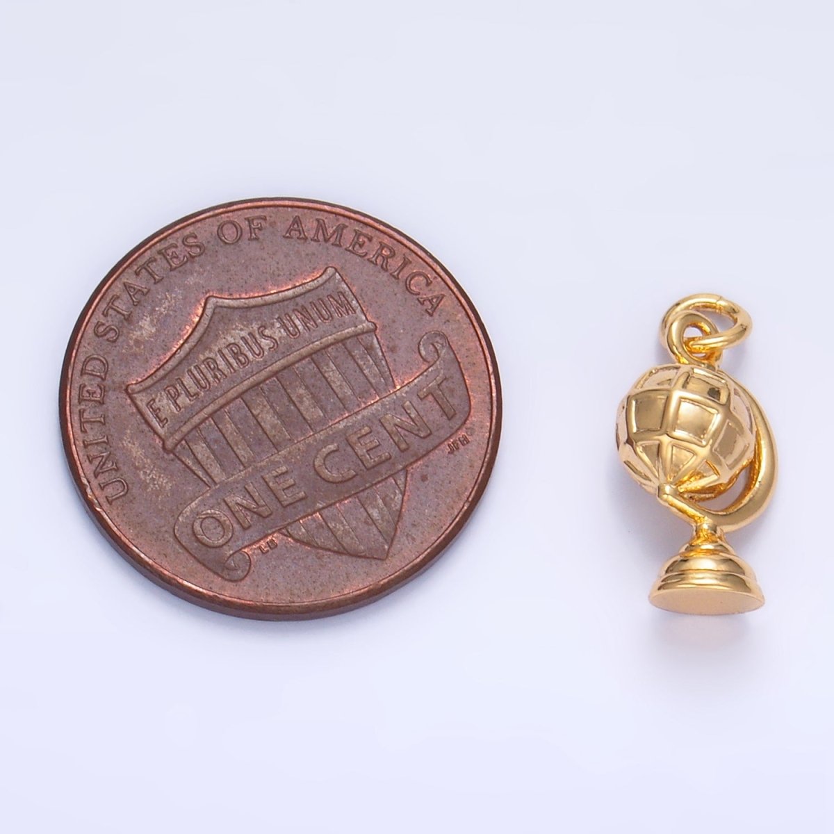 24K Gold Filled Travel World Globe Multidimensional 3D Charm in Gold & Silver | W131